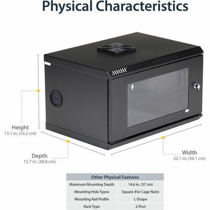 StarTech.com Armoire réseau murale 6U à 2 montants avec porte en acrylique, 48,3 cm