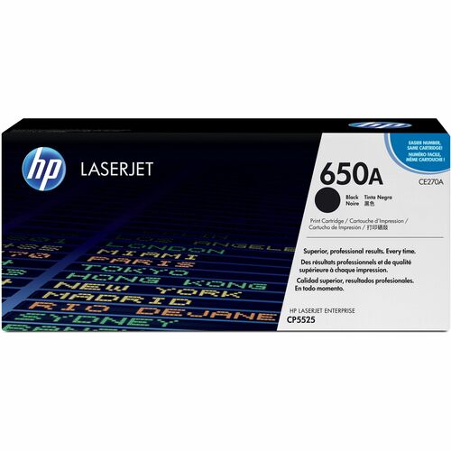 Cartouche de toner laser d'origine HP 650A (CE270A) - Paquet unitaire