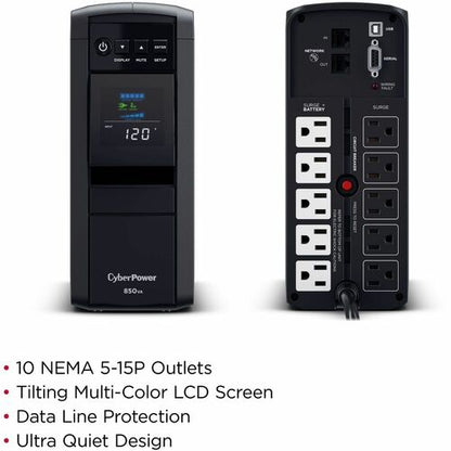 Cyber Power CyberPower UPS Systems CP850PFCLCD PFC Sinewave -  Capacity: 850VA/510 W