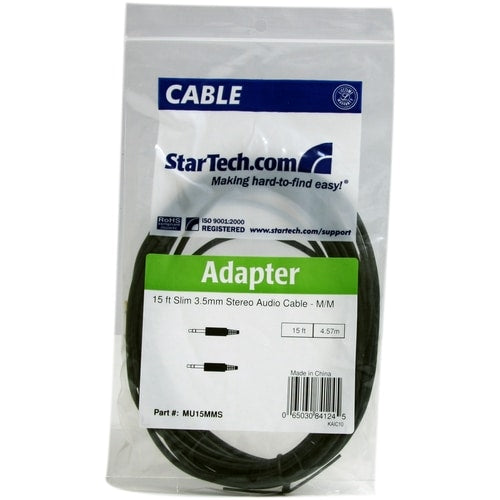 StarTech.com 15 ft Slim 3.5mm Stereo Audio Cable