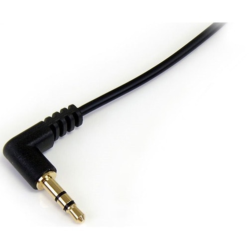 StarTech.com Cable de audio estéreo delgado de 3,5 mm a ángulo recto de 3 pies - M/M - Cable delgado de ángulo recto de 3.