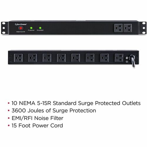 Cyber Power CyberPower Rackbar Surge Suppressor RM 1U RKBS15S2F8R 15A
