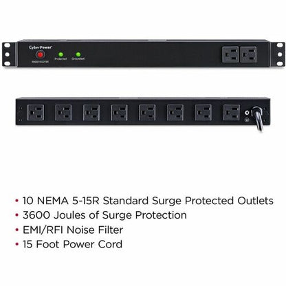 Cyber Power CyberPower Rackbar Surge Suppressor RM 1U RKBS15S2F8R 15A