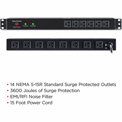 Cyber Power CyberPower Rackbar Surge Suppressor RM 1U RKBS15S6F8R 15A