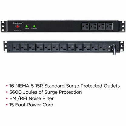 Cyber Power CyberPower Rackbar Surge Suppressor RM 1U RKBS15S4F12R 15A