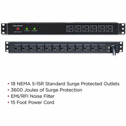 Cyber Power CyberPower Rackbar Surge Suppressor RM 1U RKBS15S6F12R 15A