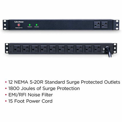Cyber Power CyberPower Rackbar Surge Suppressor RM 1U RKBS20S2F10R 20A