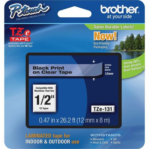 12MM BLACK ON CLEAR TAPE FOR .P-TOUCH