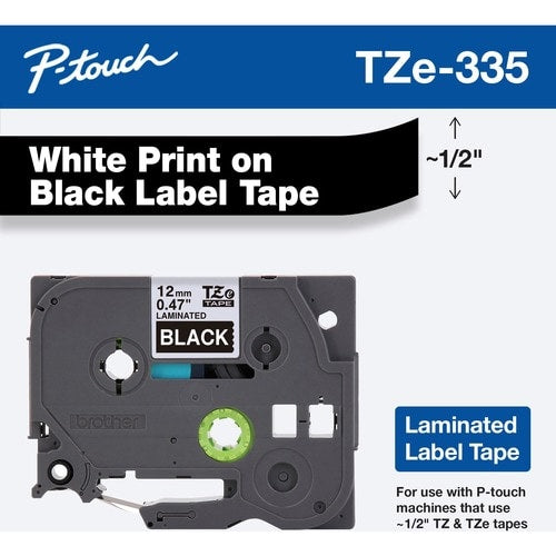 12MM WHITE ON BLACK TAPE FOR .P-TOUCH