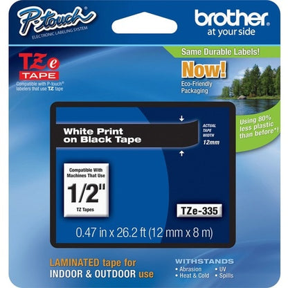 12MM WHITE ON BLACK TAPE FOR .P-TOUCH