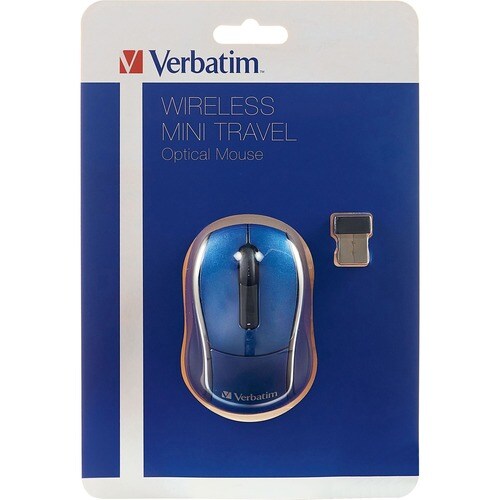 Mini-souris optique de voyage sans fil Verbatim - Bleue - Optique