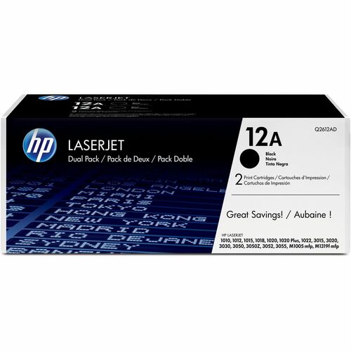 Cartucho de tóner original HP 12A (Q2612D) - Paquete doble - Láser