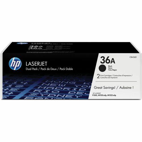 Cartucho de tóner original HP 36A (CB436D) - Paquete doble - Láser