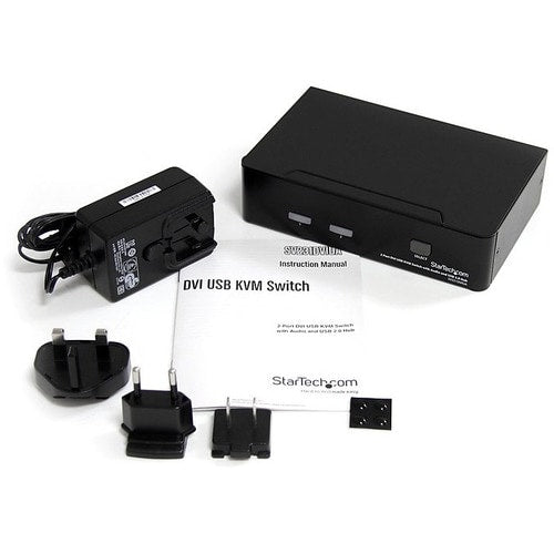 CONMUTADOR KVM USB DVI DE 2 PUERTOS CON AUDIO DE ALTA VELOCIDAD USB 2.0 HUB