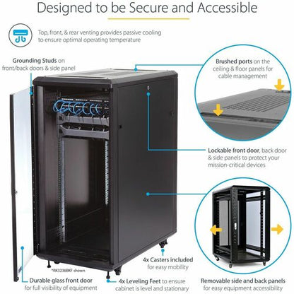 StarTech.com 4-Post 25U Server Rack Cabinet, 19" Data Rack Cabinet for