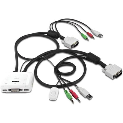 CONMUTADOR KVM DE 2 PUERTOS, 2U, 2 USB TIPO A, 2 DVI-I, 2 AUDIO DE 3,5 MM, 2 MICRÓFONOS DE 3,5 MM