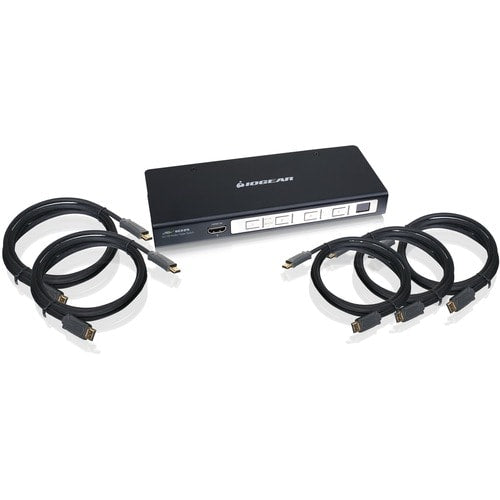 CONMUTADOR AV HD DE 4 PUERTOS CON CONTROL REMOTO Y CABLE DE ALTA VELOCIDAD