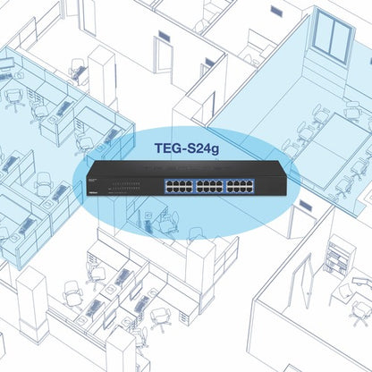Conmutador GREENnet TRENDnet de 24 puertos Gigabit 10/100/1000 Mbps no administrado, 24 x Gigabit RJ