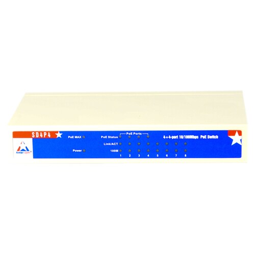 COMMUTATEUR DE BUREAU 8 PORTS 10/100 Mbit/s AVEC 4 PORTS POE 802.3AF