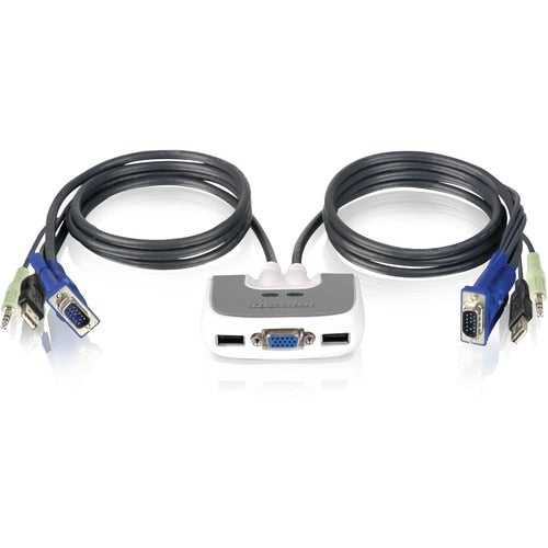COMMUTATEUR KVM COMPACT USB 2 PORTS AVEC CÂBLE AUDIO INTÉGRÉ DE 6 PIEDS
