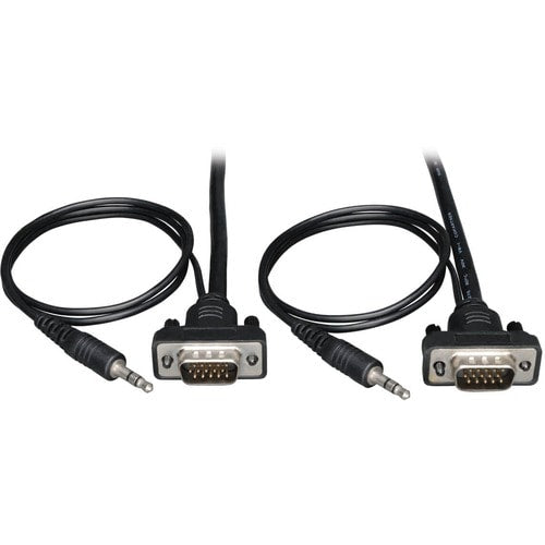 Tripp Lite 3ft SVGA / VGA Coax Monitor Cable Low Profile with Audio and RGB High Resolution HD15 M/M 3'