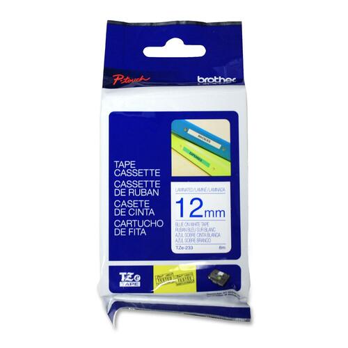 RUBAN ADHÉSIF BLEU SUR BLANC 12 MM POUR .P-TOUCH