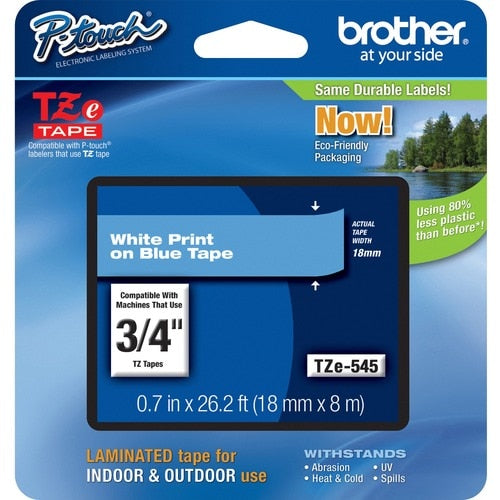 18MM WHITE ON BLUE TAPE FOR . P-TOUCH 8M