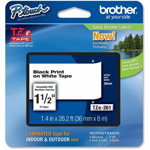 Rubans laminés P-TOUCH 36 mm noir sur blanc