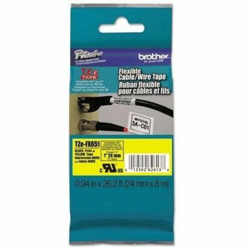 Rubans d'identification flexibles laminés Multi 6 24 mm Noir sur jaune