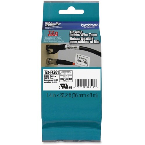 LAMINATED FLEXIBLE ID TAPES - MULTI 6 BLK ON WHITE 36MM