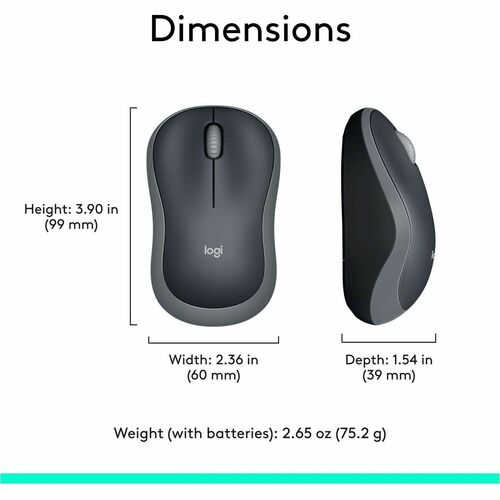 Ratón inalámbrico Logitech M185 de 2,4 GHz con minirreceptor USB (12 meses de garantía)