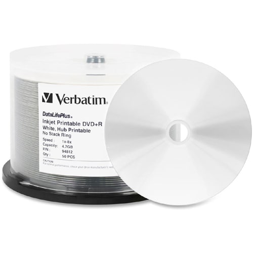 DVD+R Verbatim 4,7 Go 8X DataLifePlus Blanc Jet d'encre Imprimable,