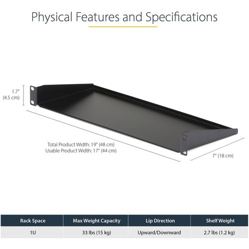 Étagère pour rack de serveur 1U StarTech.com - Étagère fixe en porte-à-faux de 17,8 cm de profondeur