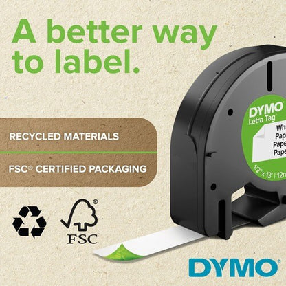 Dymo Colored 3/4" Vinyl Label Tape - 3/4" (19 mm) Width - Pe