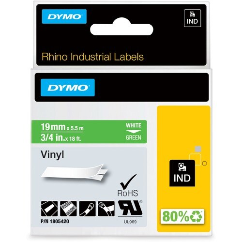 Dymo Colored 3/4" Vinyl Label Tape - 3/4" Width - Permanent