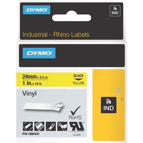 Dymo Black on Yellow Color Coded Label - 1" Width - Permanen