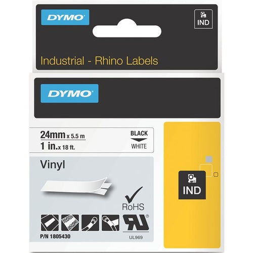 Étiquette à code couleur Dymo noir sur blanc - Largeur 25,40 mm