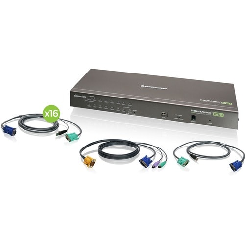 CONMUTADOR KVM DE 16 PUERTOS INCLUYE 16 CABLES KVM USB TAA