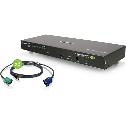 COMMUTATEUR KVM VGA 8 PORTS COMPRENANT 8 CÂBLES USB TAA