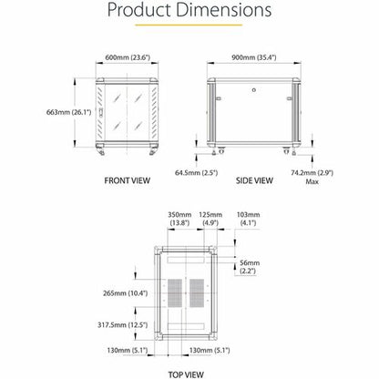 StarTech.com 4-Post 12U Server Rack Cabinet, 19" Data Rack Cabinet for