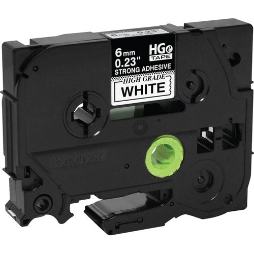 Cinta adhesiva para etiquetas Brother HGES2115PK, negra sobre blanca, extrafuerte, 15/64" (