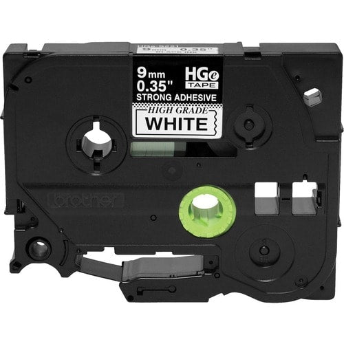 Cinta adhesiva para etiquetas Brother HGES2215PK, negra sobre blanca, extrafuerte, 11/32" (
