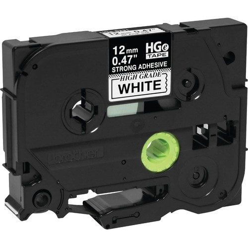 Brother HGES2315PK Black on White Extra-Strength Adhesive Label Tape - 15/32\" (