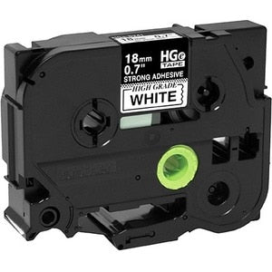 Cinta adhesiva de etiquetas extrafuerte Brother HGES2415PK, negra sobre blanca, de 45/64" (