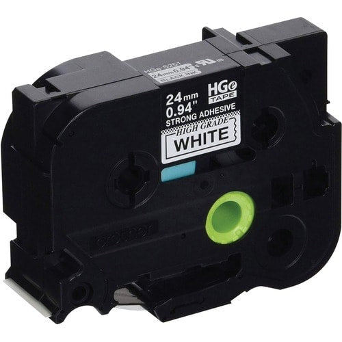 Cinta adhesiva para etiquetas Brother HGES2515PK, negra sobre blanca, extrafuerte, 15/16" (