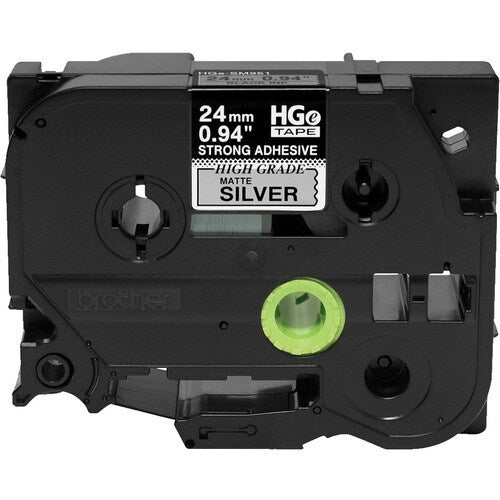 Cinta adhesiva de etiquetas extrafuerte Brother HGES9515PK, color negro sobre plata mate - 15