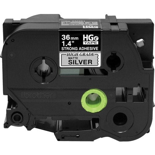 Cinta adhesiva extrafuerte Brother HGES9615PK, color negro sobre plata mate - 1 unidad
