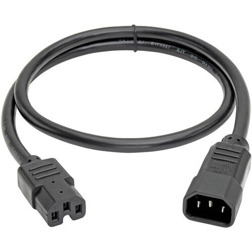Tripp Lite 3ft Computer Power Cord Cable C14 to C15 Heavy Duty 16A 14AWG 3'