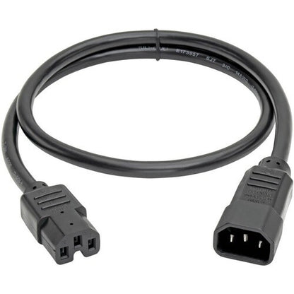 Tripp Lite 3ft Computer Power Cord Cable C14 to C15 Heavy Duty 16A 14AWG 3'