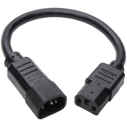 Tripp Lite 1ft Power Cord Extension Cable C14 to C13 Heavy Duty 15A 14